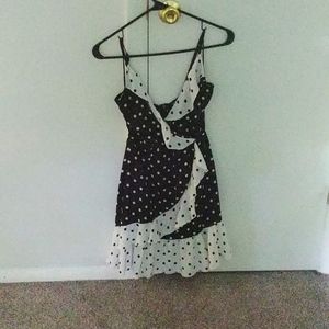Black white polka dot contrast dress
